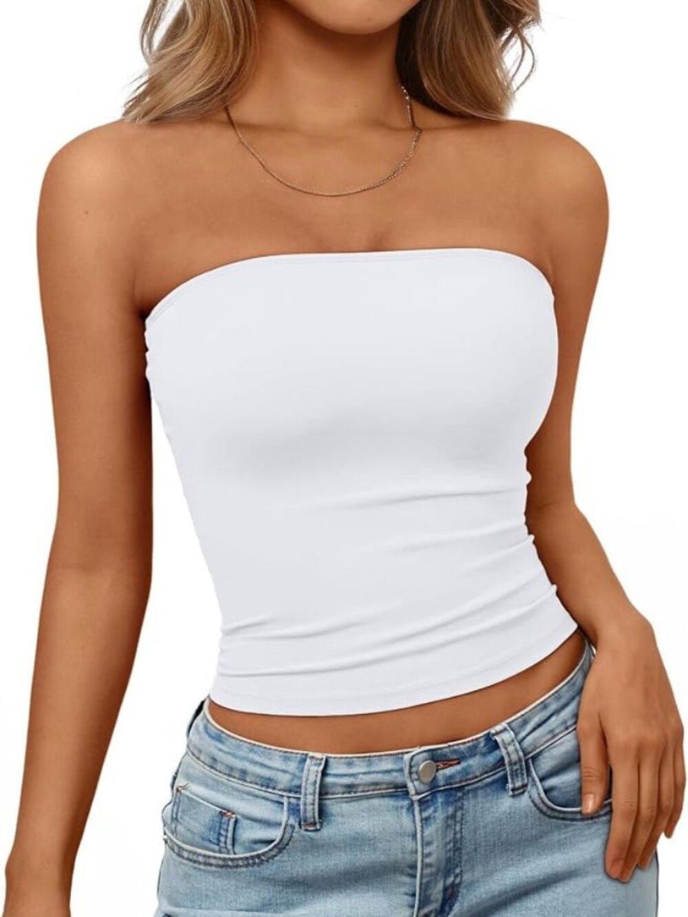 Trendy Queen Women's Strapless Bandeau Crop Top